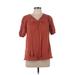 Weekend Suzanne Betro Short Sleeve Top Orange Keyhole Tops - Women's Size Small