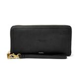 Women's Black Southern Indiana Screaming Eagles Fossil Leather Logan RFID Zip Around Clutch