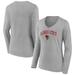 Women's Fanatics Branded Gray Illinois State Redbirds Campus Long Sleeve V-Neck T-Shirt