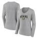 Women's Fanatics Branded Gray Miami Hurricanes Campus Long Sleeve V-Neck T-Shirt