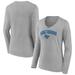 Women's Fanatics Branded Gray Mid. Tenn. St. Blue Raiders Campus Long Sleeve V-Neck T-Shirt