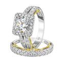 SweetJew Vintage Wedding Rings for Women 925 Sterling Silver Bridal Ring Set Engagement Ring Cubic Zirconia Size T 1/2