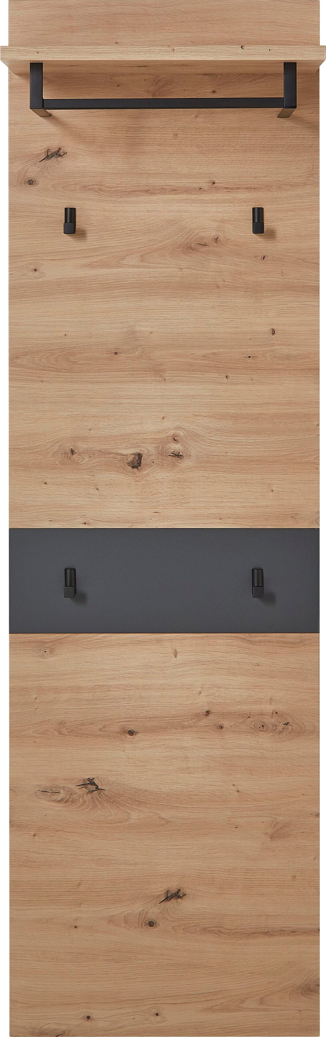 Garderobenpaneel INNOSTYLE "Memphis", braun (braun, absetzung graphit), B:50cm H:170cm T:30cm, ABS-Kunststoff, Dekorfolie, Spanplatte, Garderobenpaneele, Garderobenpaneel