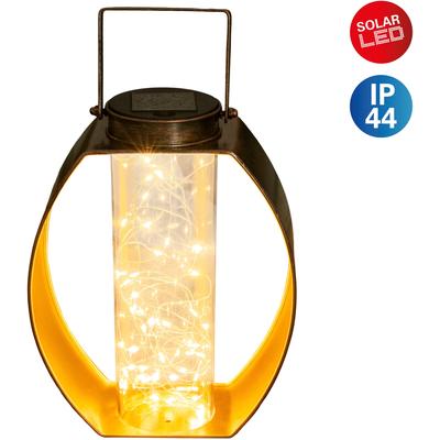 LED Solarleuchte NÄVE "Fairylight", braun (messing), B:12,50cm H:26,00cm L:19,50cm, Lampen, messing Innenseite gold, Kunststoffzylinder mit LED Lichterdraht Image