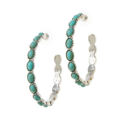 Boston Proper - Blue/Silver - Turquoise Hoop Earrings