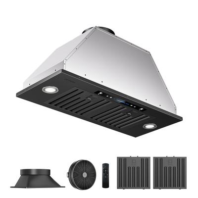 IKTCH 36/30-inch Ducted Insert Range Hood, 900 CFM Stainless Steel Hood with Gesture Control and LED Lights