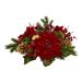 Poinsettia, Berry and Golden Pine Cone Candelabrum Artificial Arrangement - 14