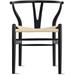 Set of 2 Modern Wish bone Solid Wooden Dining Chair with Woven Paper cord Seat, Farmhouse Y Back Elbow Side Chair