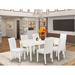 East West Furniture Dining Table Set Includes a Wooden Table and White Faux Leather Parsons Chairs, Linen White (Pieces Option)