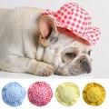 gotofar Pet Cap Plaid Pattern Sun Protection Breathable Fashion Pet Fisherman Hat Headwear for Summer