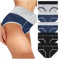 Period Underwear for Women 5PC Women Solid Color Patchwork Briefs Panties Underwear Womens Underwear Underwear for Women Panties for Women Seamless Underwear for Women Multicolor-6 XXL