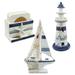 CoTa Global Blue Stripes Nautical Collection - Blue Stripes Nautical Coasters Set Lighthouse Decoration with Hanging Fish and Model Sailboat Decor Nautical Themed Table Top Decor Set - 3 Pieces