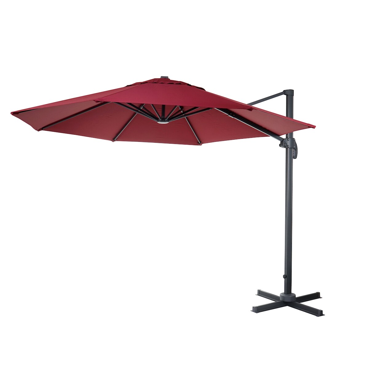 Mendler Gastronomie-Ampelschirm HWC-A96, Sonnenschirm, rund Ø 4m Polyester Alu/Stahl 27kg ~ bordeaux ohne Ständer Image