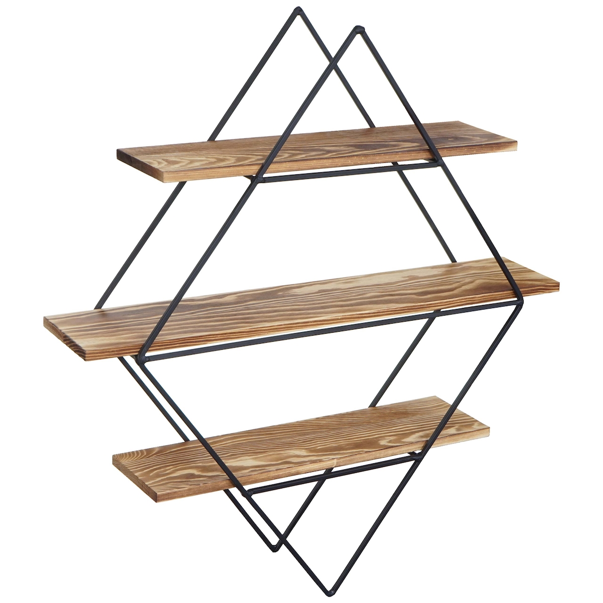 Mendler Wandregal HWC-A80, Hängeregal Regal, Industriedesign Echtholz 60x55x12cm ~ braun Image