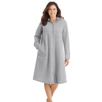 Plus Size Women's Short Hooded Sweatshirt Robe by Dreams & Co. in Heather Grey (Size 3X)