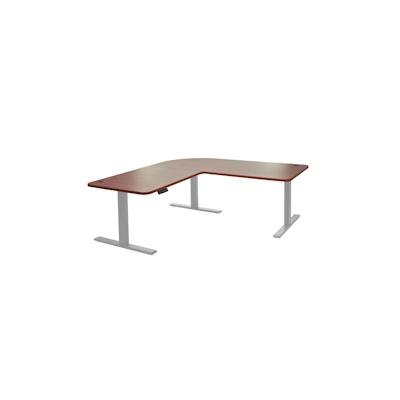 Mendler Eck-Schreibtisch HWC-D40, Computertisch, elektrisch höhenverstellbar 178x178cm 84kg ~ natur, grau Image