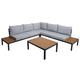 Mendler Garten Garnitur HWC-H54b, Garnitur Sitzgruppe Garten-/Lounge-Set Sofa, Olefin Polywood Alu ~ Polster hellgrau