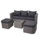 Mendler 3in1-Garnitur HWC-J37, Garten-/Lounge-Set Sonneninsel, Spun Poly halbrundes Poly-Rattan ~ grau, Kissen anthrazit