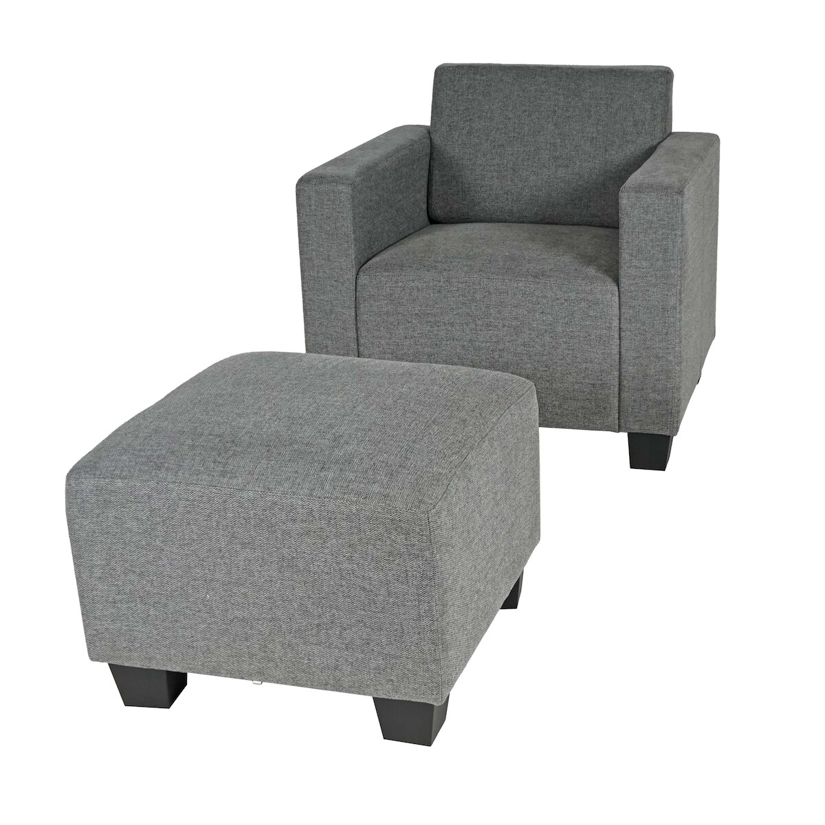 Mendler Modular Sessel Loungesessel mit Ottomane Lyon, Stoff/Textil ~ grau Image