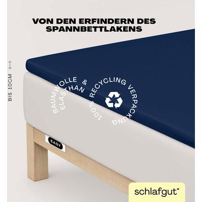 Spannbettlaken SCHLAFGUT "EASY Jersey Elasthan Topper", blau (blau deep), B:90-100cm L:200-220cm, Jersey, Obermaterial: 95% Baumwolle, 5% Elasthan, Laken, MADE IN GREEN by OEKO-TEX Image