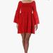 Free People Dresses | Free People Counting Daisies Red Embroidered Off The Shoulder Mini Dress, Size S | Color: Red | Size: S