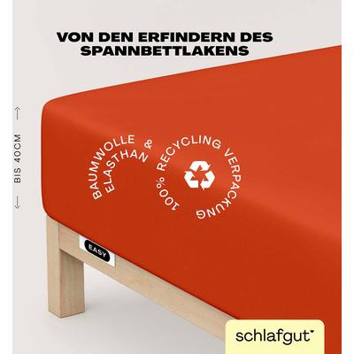 Spannbettlaken SCHLAFGUT "EASY Jersey Elasthan Boxspring", rot (rot mid), B:180-200cm L:200-220cm, Jersey, Obermaterial: 95% Baumwolle, 5% Elasthan, Laken, MADE IN GREEN by OEKO-TEX Image