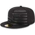 Men's New Era Black Florida Marlins Cooperstown Collection Tonal Flag 59FIFTY Fitted Hat