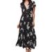 Free People Dresses | Free People All I Got Floral Tiered Flared Flounce Maxi Dress Sz Xs | Color: Black/White | Size: Xs