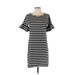 J.Crew Factory Store Casual Dress - Shift Crew Neck Short sleeves: Black Print Dresses - Women's Size X-Small