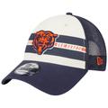 Men's New Era Cream/Navy Chicago Bears Team Stripe Trucker 9FORTY Snapback Hat
