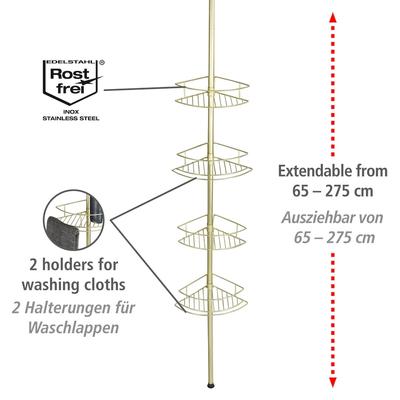 WENKO - Teleskop-Eckregal Mod. Dolcedo Gold matt Badzubehör 1 ct (89.99 € / 1 ct) Image