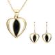 9ct Yellow Gold Whitby Jet Centre Stone Heart Two Piece Set