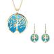 9ct Yellow Gold Turquoise Large Round Tree of Life Two Piece Set