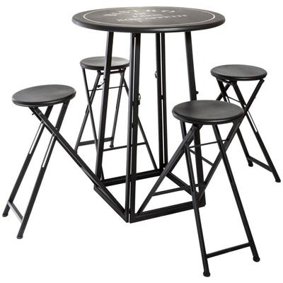 Tisch mit 4 Outdoor-Stühlen - Metall - schwarz-weiß - D77 -5 cm Atmosphera créateur d'intérieur Image