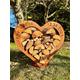 Herz aus Metall personalisierbar Holz Regal Rost Edelrost Holzregal Garten, Terrasse Deko Hochzeitsgeschenk Kaminholzregal personalisiert