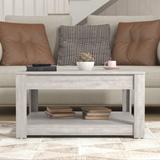 GALANO Philia 31.5 in. Oak Square Wood Top Coffee Table with Storage - 31.5"W x 31.5"D x 16.3"H