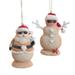 Sandy Beachy Santa and Snowman Christmas Holiday Ornaments Set of 2 - Multi