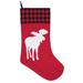 Red Buffalo Plaid Check Moose Christmas Holiday Stocking - Red,White