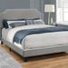 Queen Size Platform Bedroom Frame Upholstered Linen Grey Chrome