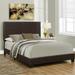 Queen Size Leather Upholstered Bed Dark Brown