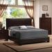 Queen Size Faux Leather Low Profile Bed Brown and Black