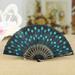 wofedyo home decor chinese style dance wedding party lace silk folding hand held flower fan bathroom decor room decor Sky Blue 15*13*5