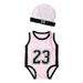 VerPetridure White Toddler Girls Jumpsuit Toddler Kids Baby Boys 23 Print Exercise Sleeveless Romper Cap Bodysuit Outfits