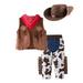 Rovga Boys 2 Piece Outfit Kids Baby Sleeveless Western Cowboy For Kids Children Vest Hat Scarf Pants 4Pcs Set Party Fantasia Dress Up Boy Outfits