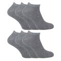 Sock Snob Womens - 6 Pack Mens Cotton Low Cut Quarter Gym / Trainer Socks - Grey - Size UK 4-6.5