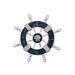 [Pack Of 2] Rustic Dark Blue and White Decorative Ship Wheel With Seashell 6