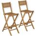 Walmeck Folding Patio Bar Stools 2 pcs Solid Teak Wood