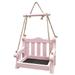 XGeek Outdoor Wooden Bird Feeder Hanging Bird Feeder Chair Shaped Feeder Garden Decoration Pink