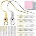 100 PCS/50 Pairs Earring Hooks 925 Silver/Gold-Plated Hypoallergenic Earring Hooks for Jewelry Making 300 PCS Upgrade Earring Making kit Earring Making Supplies with Earring Backs and Jump Rings