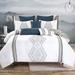 Foundry Select Schaeffer White Microfiber 4 Piece Comforter Set Polyester/Polyfill/Microfiber in Blue/Gray/Navy | Wayfair